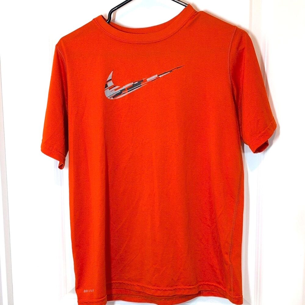 Nike Dri-FIT Stretch Orange T-Shirt Men's Athletic Fit Crew Neck Size M